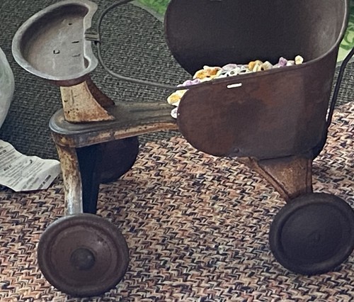 Vintage metal baby buggy - metal,